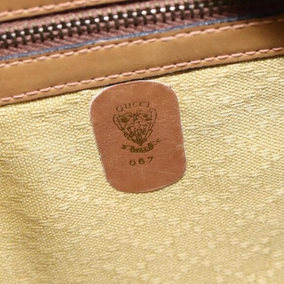 GUCCI Web Sherry Line Shoulder Bag Canvas Leather Beige Gold Auth BA5901 - Picture 10 of 16